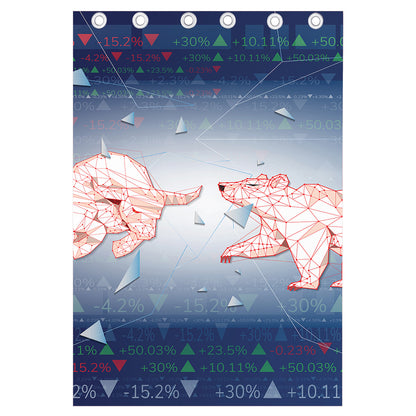 Bull And Bear Stock Market Print Curtain