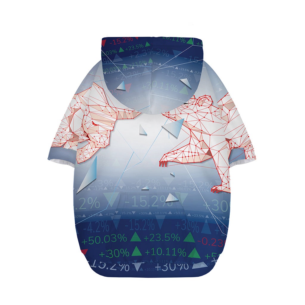 Bull And Bear Stock Market Print Dog Zip Up Hoodie