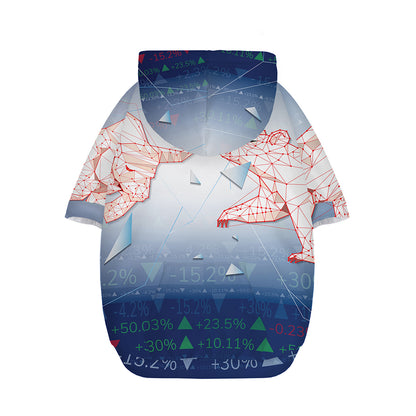 Bull And Bear Stock Market Print Dog Zip Up Hoodie