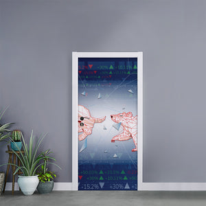 Bull And Bear Stock Market Print Door Sticker