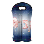 Bull And Bear Stock Market Print Double Neoprene Wine Tote