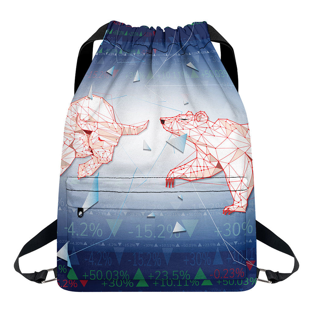 Bull And Bear Stock Market Print Drawstring Backpack