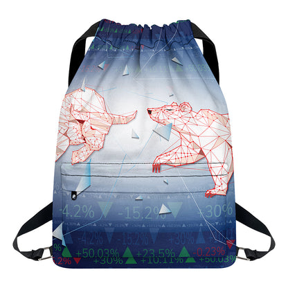 Bull And Bear Stock Market Print Drawstring Backpack