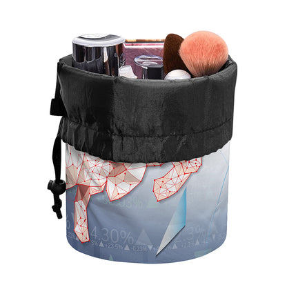 Bull And Bear Stock Market Print Drawstring Makeup Bag