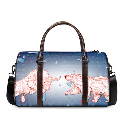 Bull And Bear Stock Market Print Duffle Bag