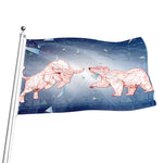 Bull And Bear Stock Market Print Flag