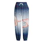 Bull And Bear Stock Market Print Fleece Lined Knit Pants