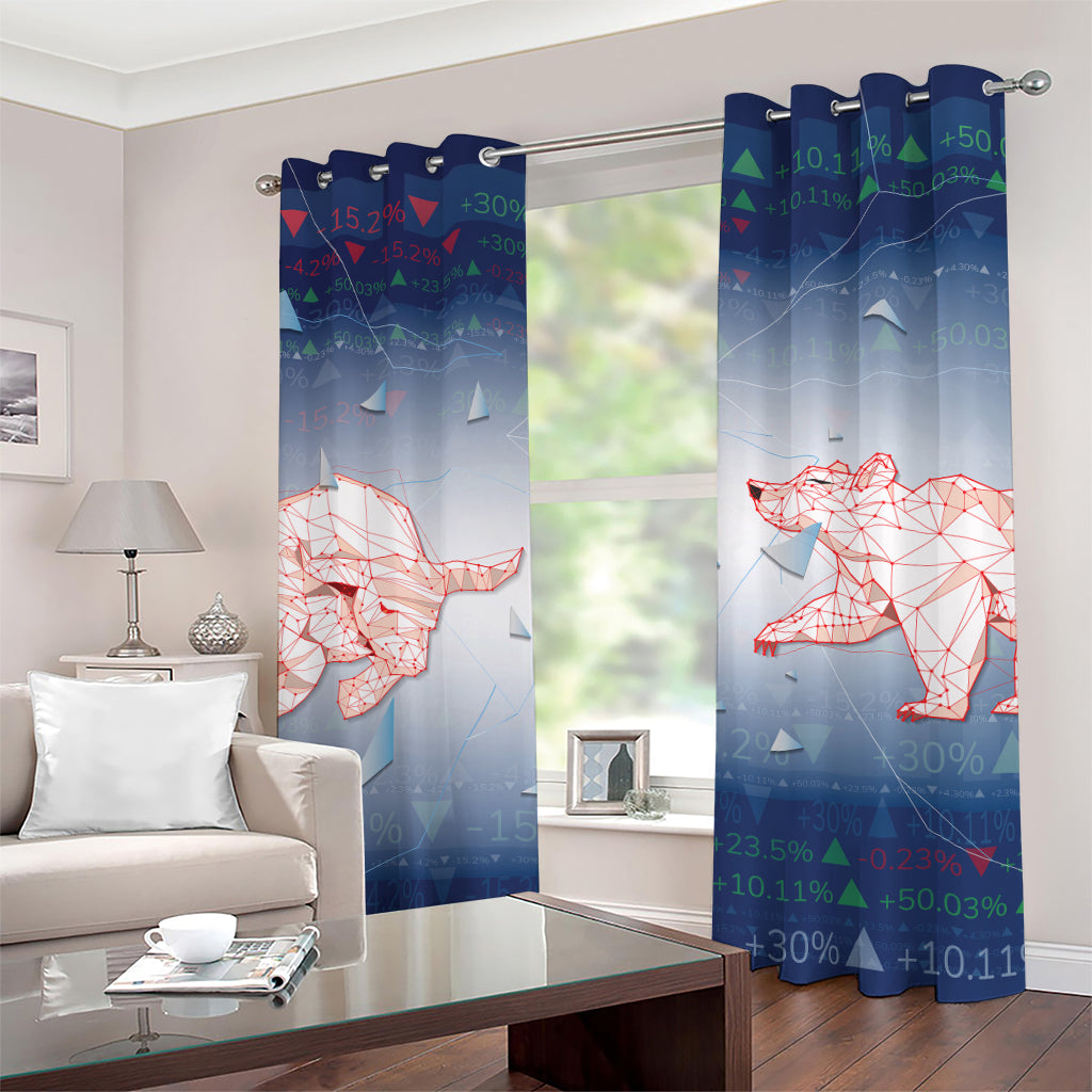 Bull And Bear Stock Market Print Grommet Curtains