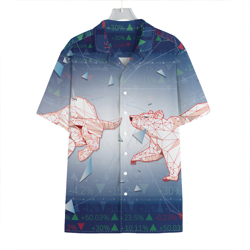 Bull And Bear Stock Market Print Hawaiian Shirt