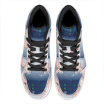 Bull And Bear Stock Market Print High Top Leather Sneakers