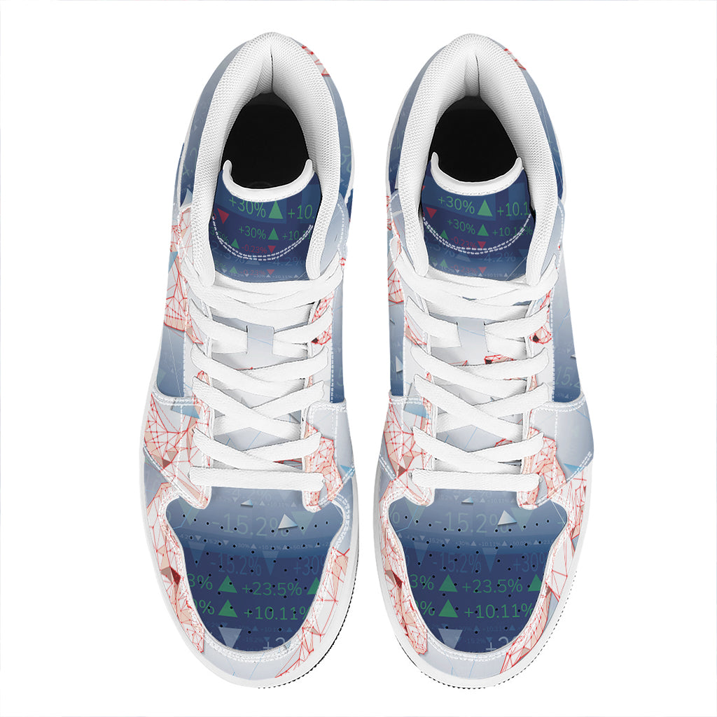 Bull And Bear Stock Market Print High Top Leather Sneakers
