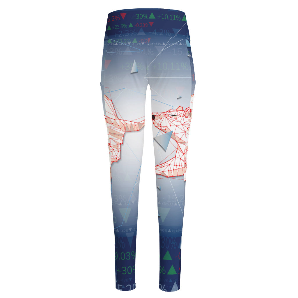 Bull And Bear Stock Market Print High-Waisted Pocket Leggings