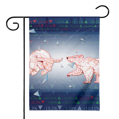 Bull And Bear Stock Market Print House Flag