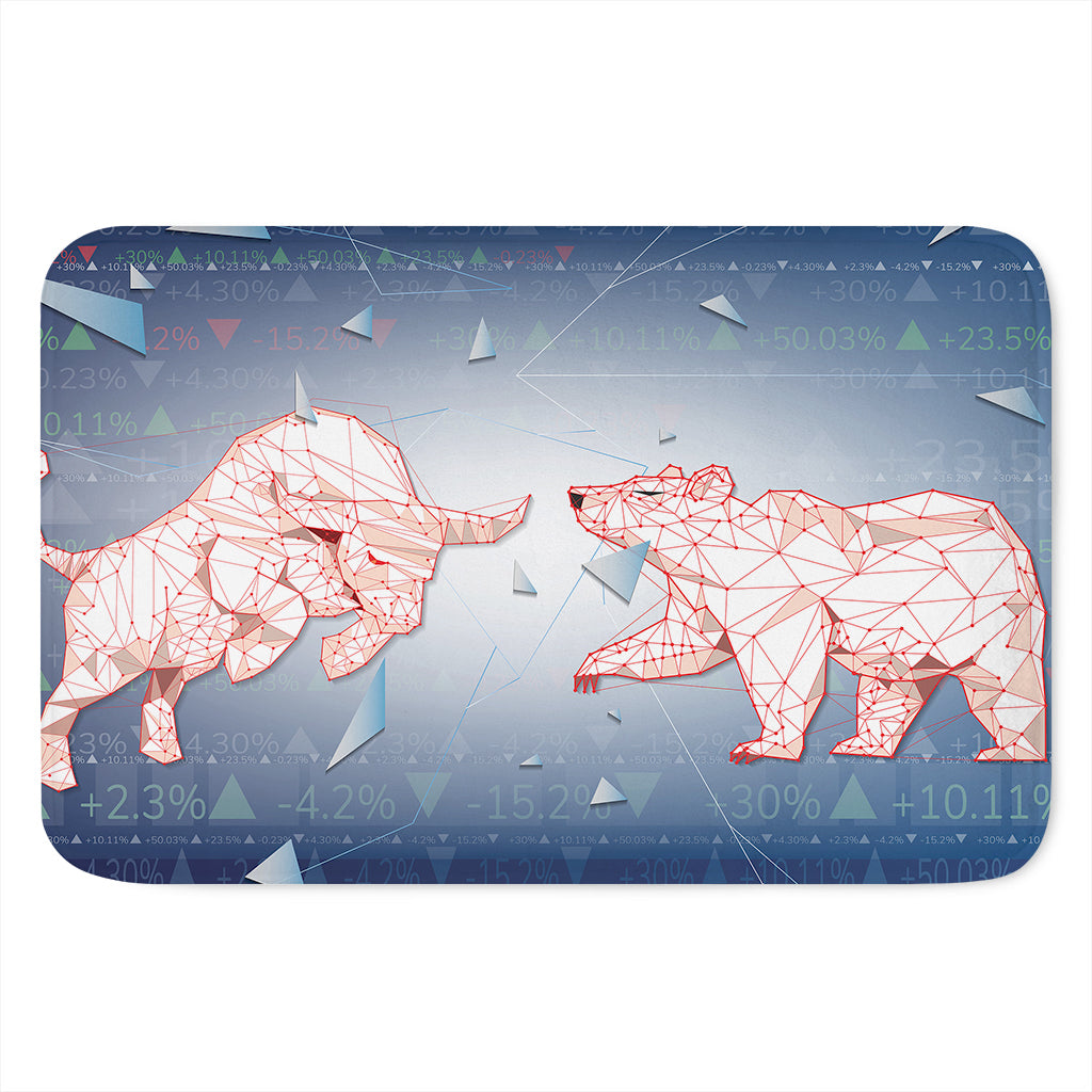 Bull And Bear Stock Market Print Indoor Door Mat