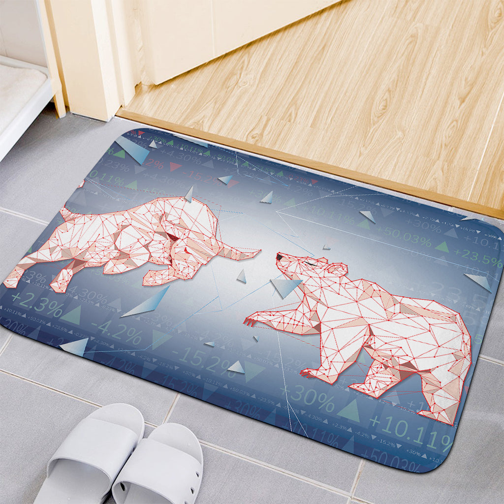 Bull And Bear Stock Market Print Indoor Door Mat