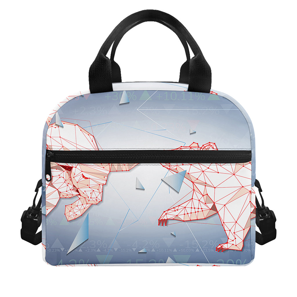 Bull And Bear Stock Market Print Insulated Lunch Bag