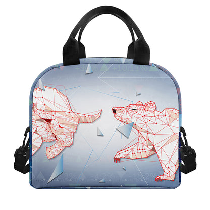 Bull And Bear Stock Market Print Insulated Lunch Bag