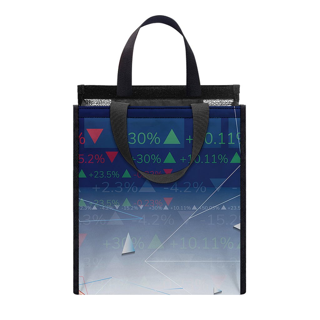 Bull And Bear Stock Market Print Insulated Lunch Tote