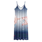 Bull And Bear Stock Market Print Jersey Midi Cami Dress