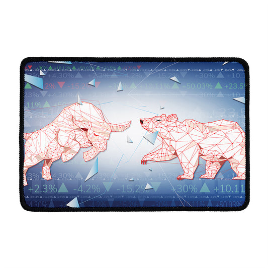 Bull And Bear Stock Market Print Kitchen Mat
