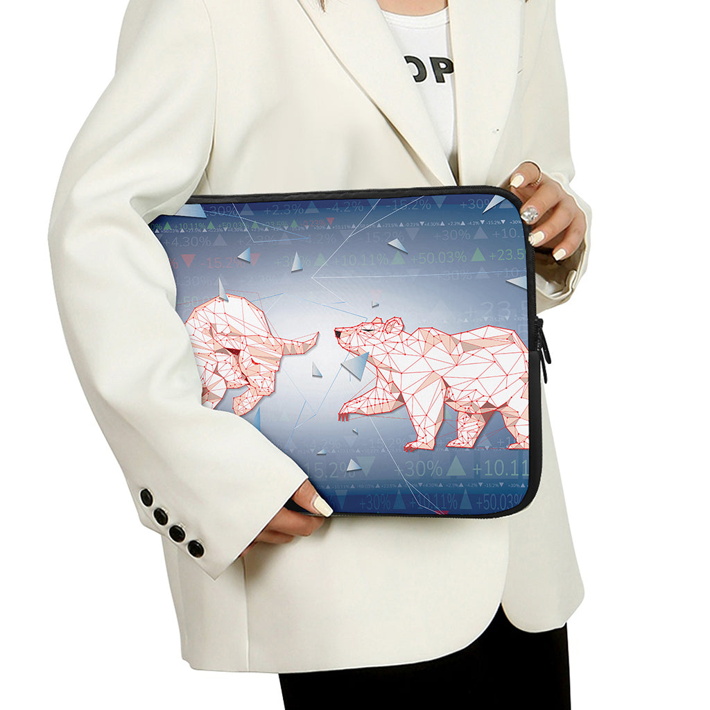 Bull And Bear Stock Market Print Laptop Sleeve