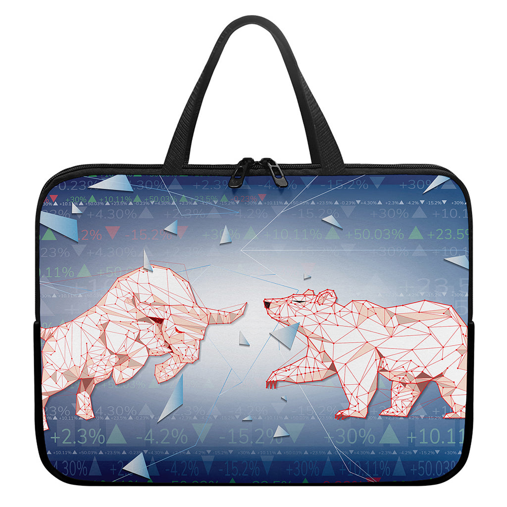 Bull And Bear Stock Market Print Laptop Sleeve With Handle
