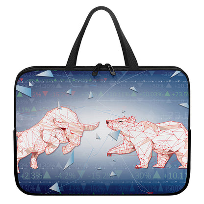 Bull And Bear Stock Market Print Laptop Sleeve With Handle
