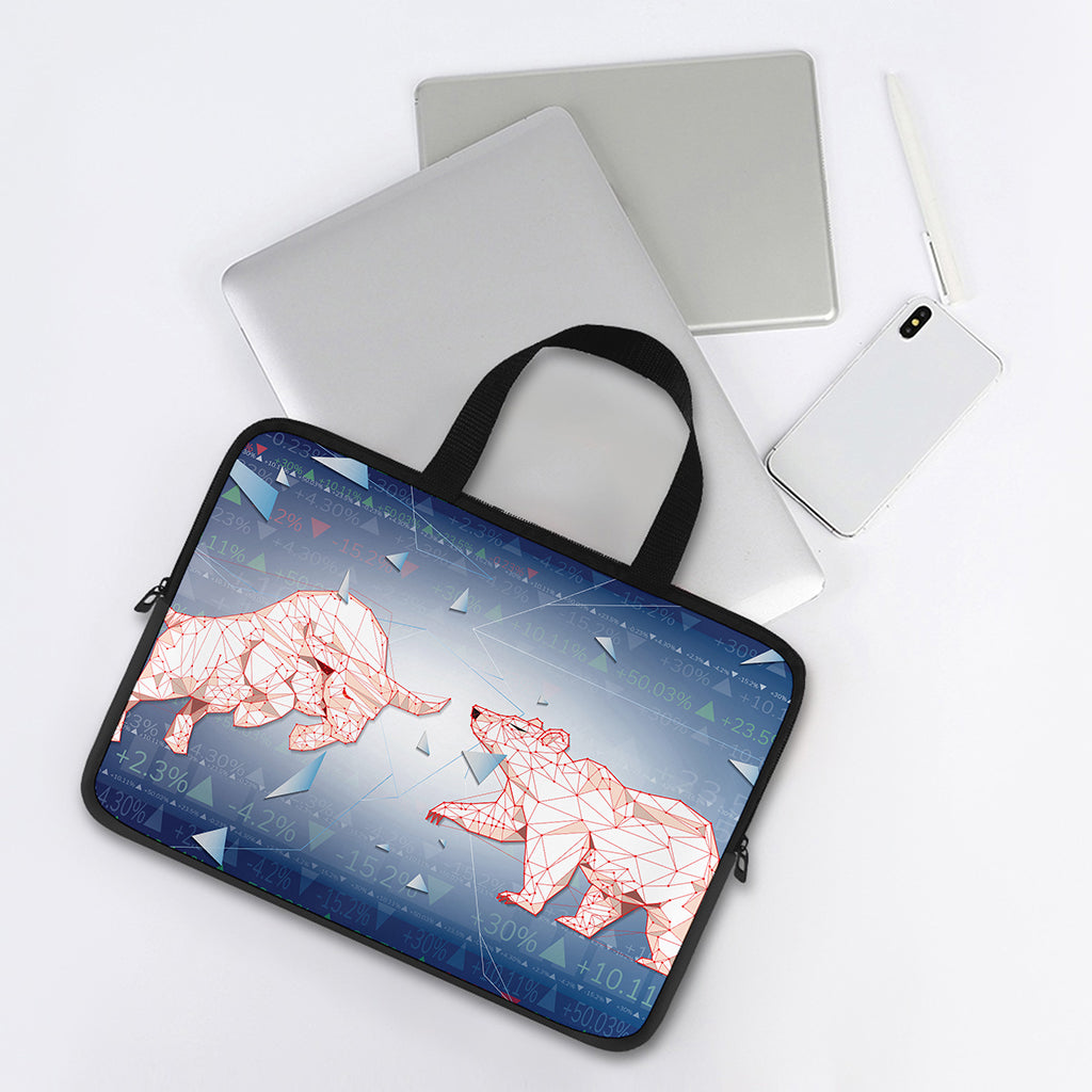 Bull And Bear Stock Market Print Laptop Sleeve With Handle