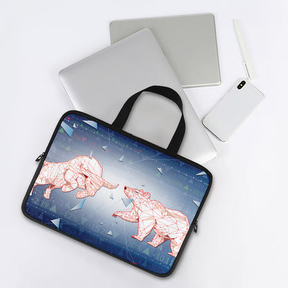 Bull And Bear Stock Market Print Laptop Sleeve With Handle