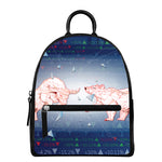 Bull And Bear Stock Market Print Leather Backpack
