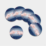 Bull And Bear Stock Market Print Leather Coaster Set