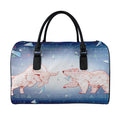 Bull And Bear Stock Market Print Leather Duffel Bag