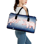 Bull And Bear Stock Market Print Leather Duffle Bag