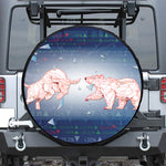 Bull And Bear Stock Market Print Leather Spare Tire Cover