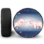 Bull And Bear Stock Market Print Leather Spare Tire Cover