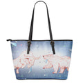 Bull And Bear Stock Market Print Leather Tote Bag With Zipper