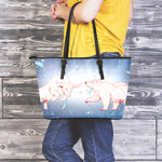 Bull And Bear Stock Market Print Leather Tote Bag