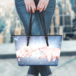 Bull And Bear Stock Market Print Leather Tote Bag