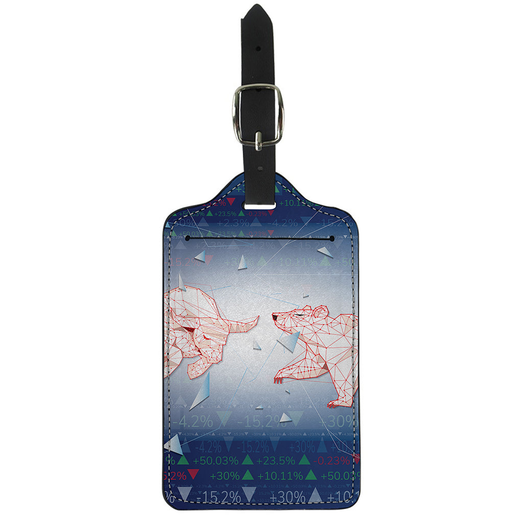 Bull And Bear Stock Market Print Luggage Tag