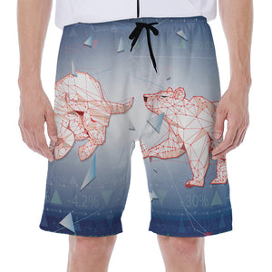 Bull And Bear Stock Market Print Men's Beach Shorts