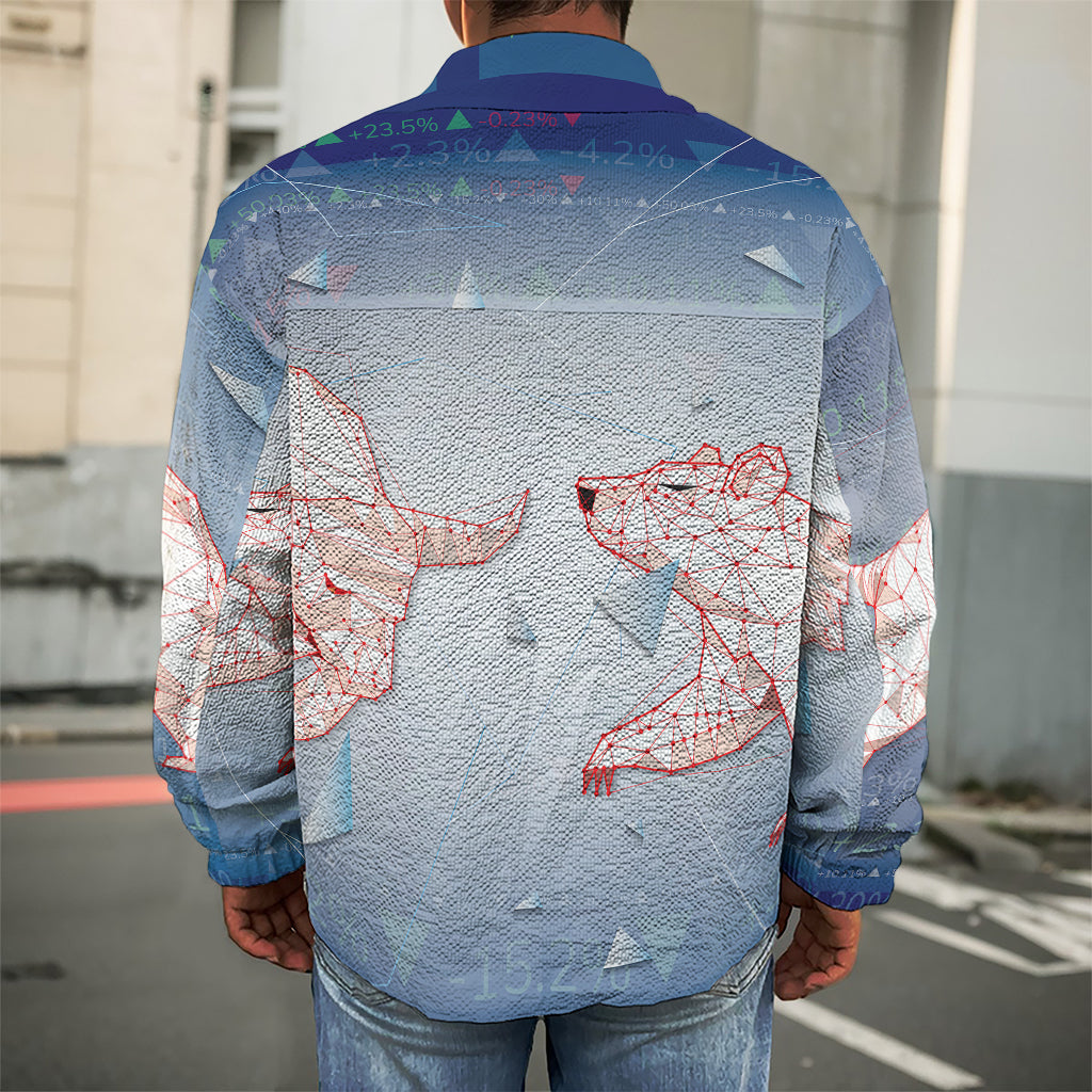 Bull And Bear Stock Market Print Men's Shirt Jacket