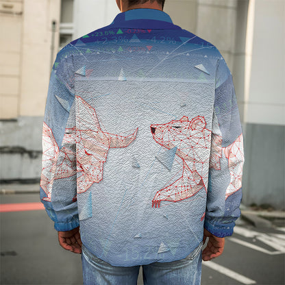 Bull And Bear Stock Market Print Men's Shirt Jacket