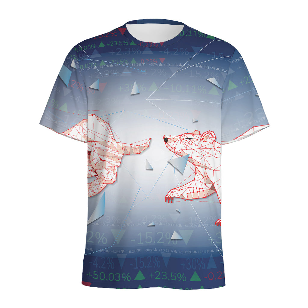 Bull And Bear Stock Market Print Men's Sports T-Shirt