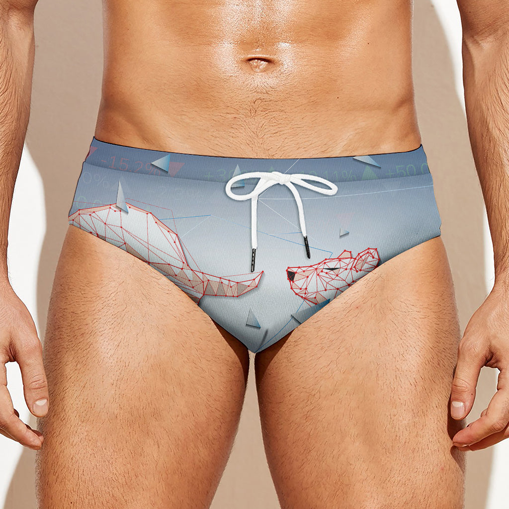 Bull And Bear Stock Market Print Men's Swim Briefs