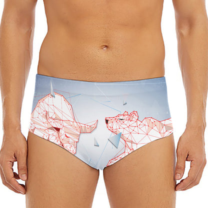 Bull And Bear Stock Market Print Men's Triangle Swim Briefs