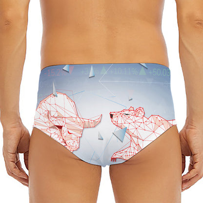 Bull And Bear Stock Market Print Men's Triangle Swim Briefs