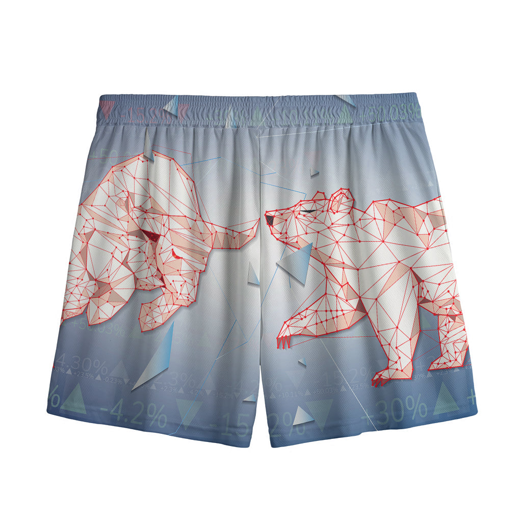 Bull And Bear Stock Market Print Mesh Shorts