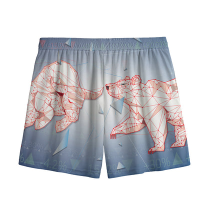 Bull And Bear Stock Market Print Mesh Shorts