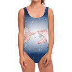 Bull And Bear Stock Market Print One Piece Swimsuit
