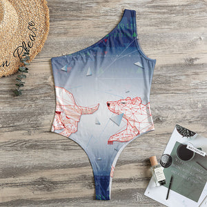 Bull And Bear Stock Market Print One Shoulder Bodysuit